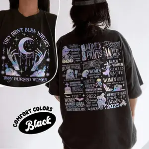 Feminist Witch 2 Sided Comfort Colors T-shirt, They Burned Women Tee, Bury The Patriarchy Feminism, Women's Rights T-shirt
