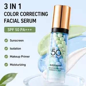 3-in-1 Tinted Moisturizer Facial Serum SPF 50PA+++ Universal Matte Sunscreen, Hydrating Hyaluronic Acid Face Primer Color Correcting Brightening Oil Control For Sensitive Skin