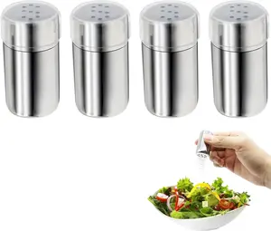4-Pack Mini Stainless Steel Salt and Pepper Shakers - Travel Size, Moisture Proof, Leak-Proof Spice Containers for Camping, Lunch Box, Kitchen (1.9" X 0.98") generic