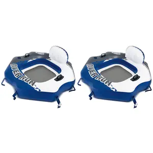 Intex 58854EP River Run Connect Lounge Inflatable Floating Water Tube (2 Pack)