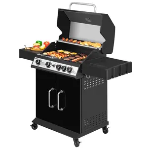 Royal Gourmet SG5003H 4-Burner Gas Grill with Lidded Side Burner, Cabinet Style Propane Gas Grill for Outdoor Patio Backyard Cooking Barbecue