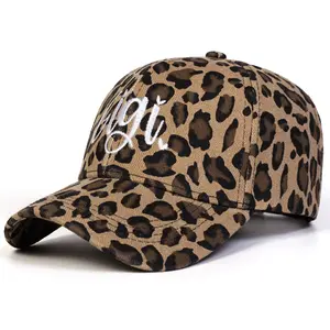 Unisex Letter Embroidered Leopard Baseball Cap Outdoor Adjustable Sunscreen Leisure Hat Spring Autumn Travel Tourism Beach Vacation