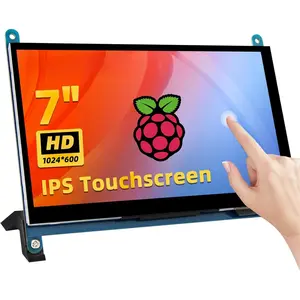 7 Inch LCD  Screen, 1024x600 IPS Display with Stand, HDMI Portable  for Raspberry Pi 5/4B/3B+/3B/B+/Zero/400,  Black, Windows 10 8 7, Free Driver