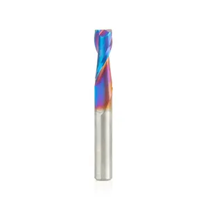 Amana Tool 46587-K CNC Spektra Extreme Tool Life Coated Spiral 2D/3D Carving 0.10 Deg Straight Angle Flat Bottom x 1/4 D x 3/4 CH x 1/4 SHK x 2 Inch Long x 2 Flute SC Up-Cut Router Bit