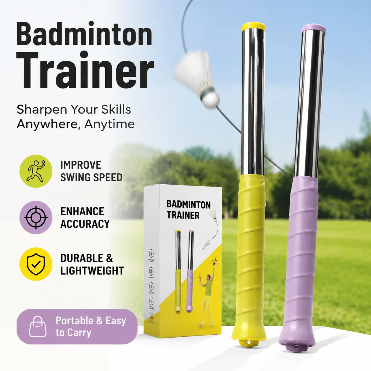 Badminton Swing Correction Training Tool, Multi-Gear Adjustable Poundage Wrist Explosive Force Practice Aid, Sound Feedback Design To Master Professional Whip Movement For Indoor Solo Training