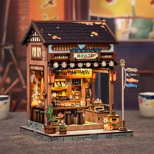 Book Nook Kit DIY Miniature House, DIY Dollhouse Kit with Light, Japanese Miniature House, Mini Book Nook Decor, Gift for Adults
