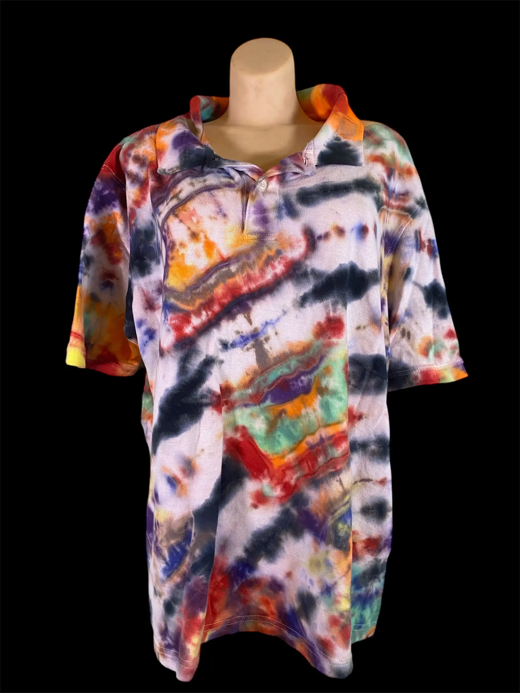 Faded Glory XL Men’s Upcycled Tie Dye Polo Shirt