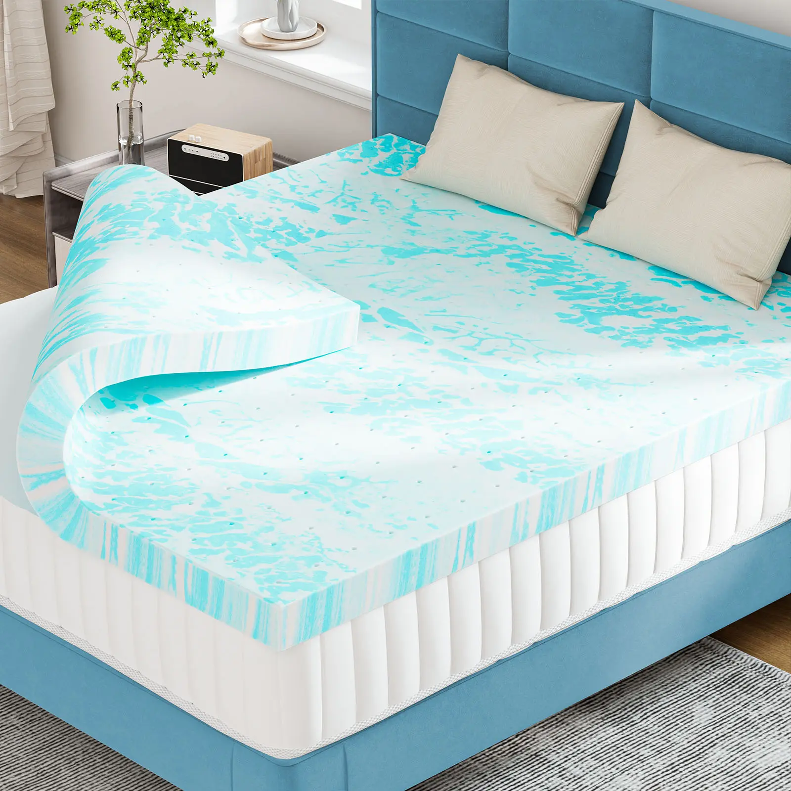 Soft Blue Mattress for Family Bedroom, Available in Multiple Sizes