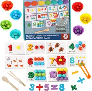 Arithmetic Math Toy Set, Premium Toddlers Math Beads Counting Toy Kit with Colored Beads Numbers & Cards Suitable for Boys Girls Gift.summervibes.