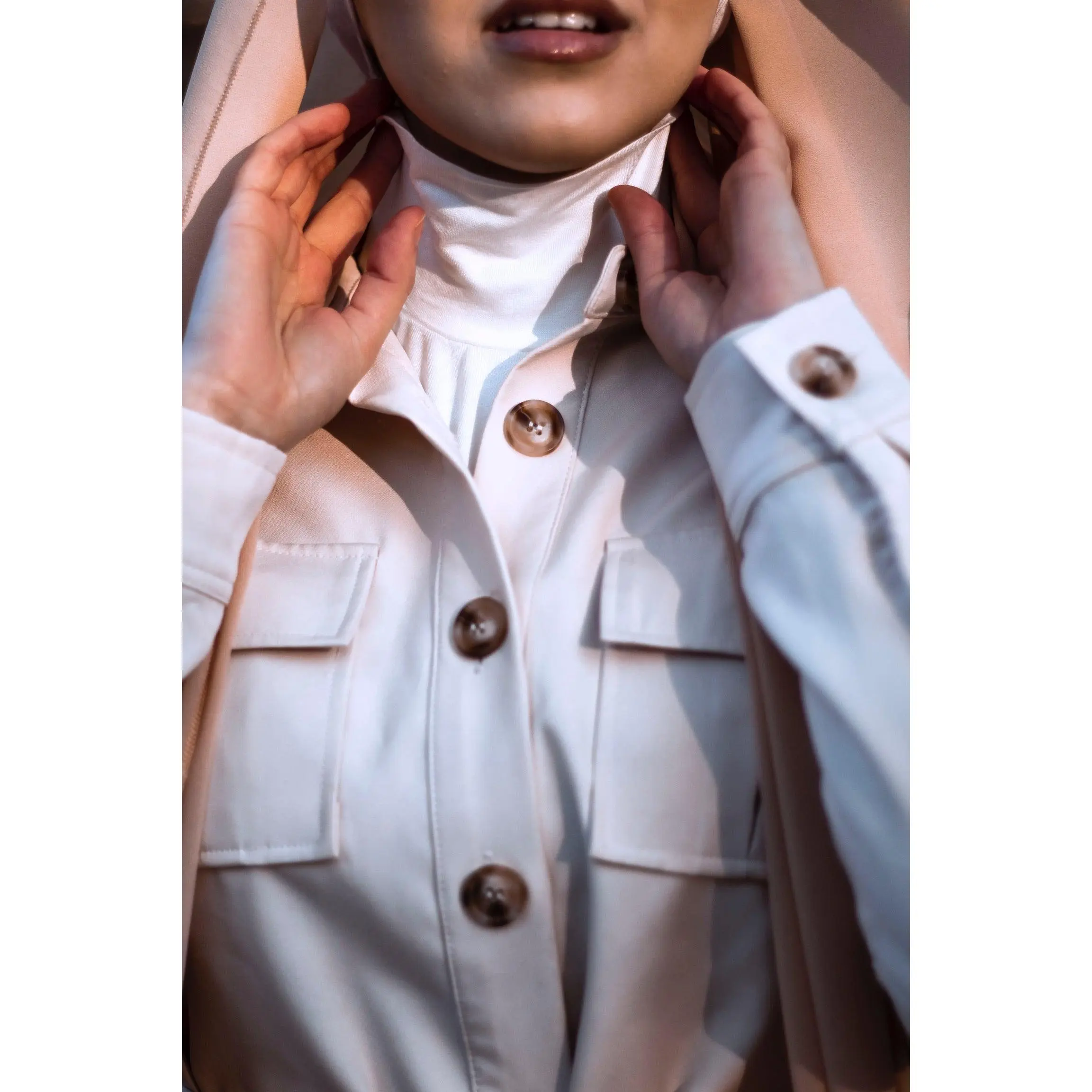 Jersey Mock Collar Neck Piece - Pearl White Jersey Mock Collar Neck Piece - Pearl White