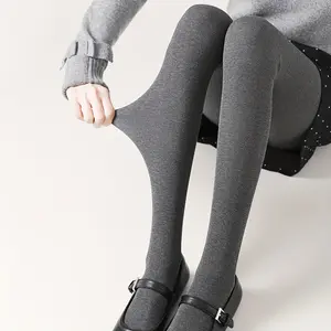 Women's Grey & Black Tights for Spring/Autumn - High-Waisted, Non-Slip, Slimming, Versatile for Layering or Outerwear