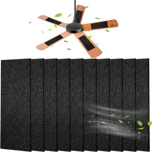 10 Pcs Ceiling Fan Filter for Blades, Activated Coconut Carbon Filters,Activated Carbon Ceiling Fan Air Purifier Pads,Adhesive Ceiling Fan Air Filters