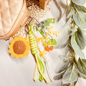 HANDMADE BAG CHARMS ~ EMBROIDERED SUNFLOWER