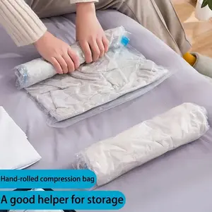 10-piece vacuum storage bag set, hand-rolled compression bags, multi-purpose plastic rectangular clothing storage boxes, with buckle closure, moisture-proof, space-saving, suitable for home use