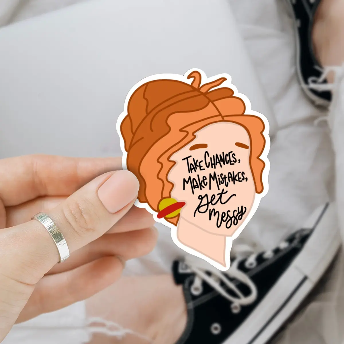 Ms. Frizzle The Magic School Bus 3 inches Sticker, Waterproof Sticker for Laptop Water Bottle Book