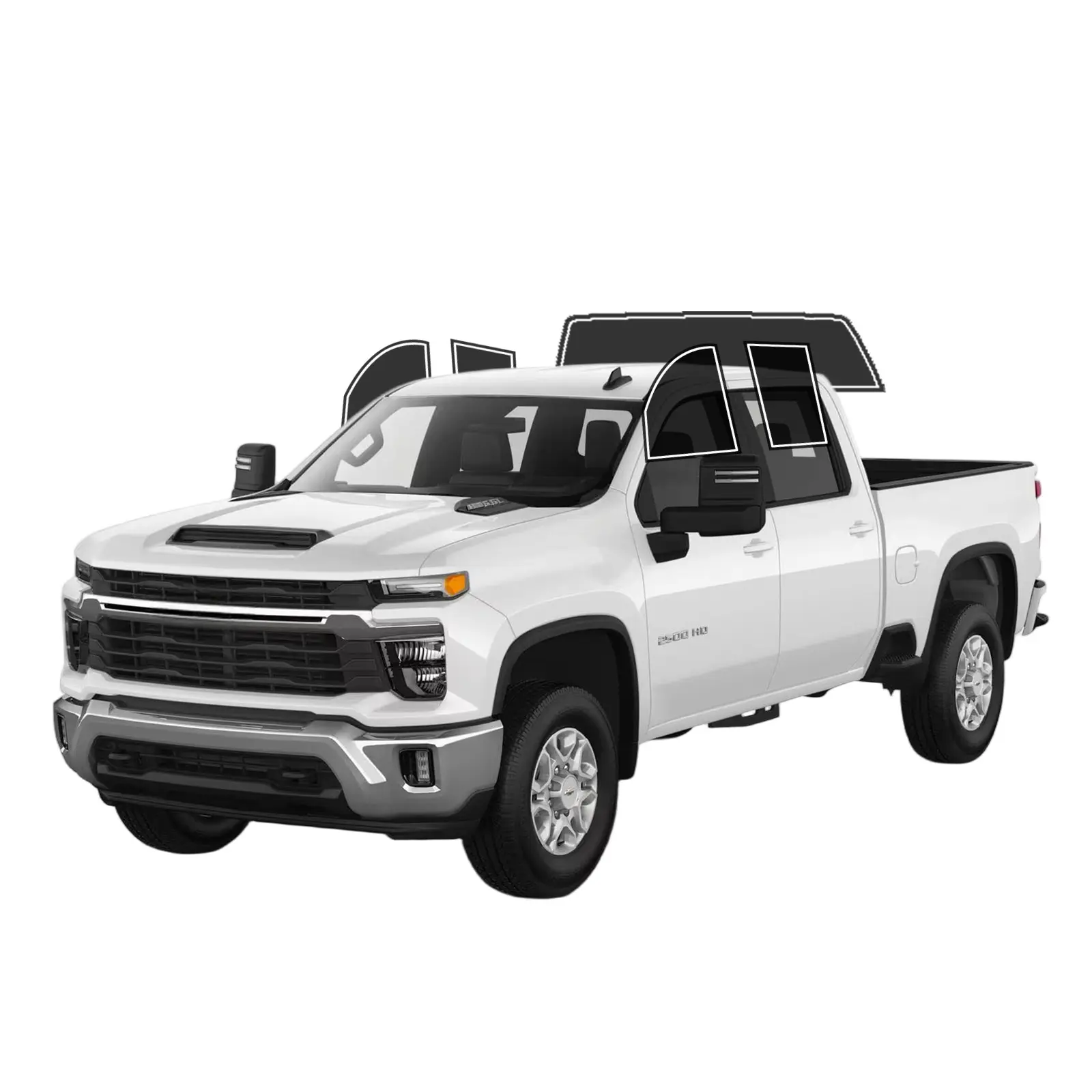Precut Window Tint Film Kit For Chevy Silverado 2500 Crew 2020-2026, 2Ply Anti-Shatter, UV Blockage, Privacy Protection, Easy Install, No Trimming Needed, Heat & Glare Reduction, Pick Up Truck