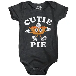 Cutie Pie Baby Bodysuit Funny Sarcastic Thanksgiving Graphic Novelty Jumper For Infants Funny Baby Onesies Thanksgiving Clothes for Baby Funny Food Onesie Novelty Onesie Black -