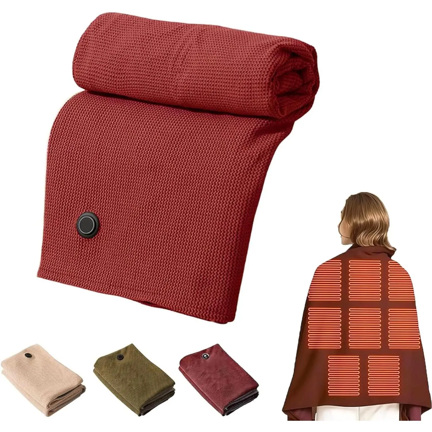 Wireless Outdoor Battery-Operated Blanket, Portable Heated Shawl, Suitable for Camping, Machine Washable For Easy Upkeep