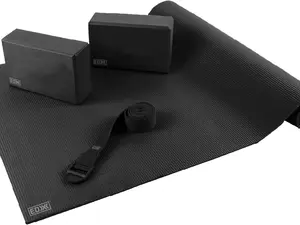 EDX Essential Yoga Kit with Mat, EVA Foam Blocks, Carrying Strap for Pilates, Workouts, Exercise, Set of 4