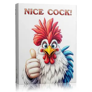 Funny Rooster Nice Cock! Canvas Wall Art, Humorous Farm Animal Print, Hilarious Rooster Thumbs Up Poster, Unique Bathroom/Man Cave Decoration Gift for Chicken Lovers