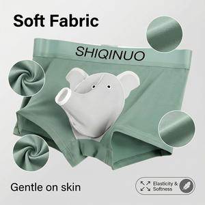 SHIQINUO Mens Stretchy Modal Boxer Briefs Set - Menswear Underwear with Elephant Print, Soft Elastic Breathable Fabric, 3D Trunk Pouch, Separated Support, XL Regular Fit, Gifts for Him