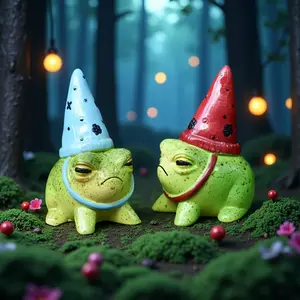 Rustic Frog Garden Ornament, Resin Frog Statue with Hat, Decorative Garden Figurine for Lawn, Patio, Balcony, Indoor & Outdoor Display