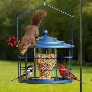 Birdream Squirrel Proof Bird Feeder, Metal Cage Bird Feeder for Outdoors Hanging, Starling Resistant Design for Small Birds, Weatherproof with Drain Holes, Easy to Refill, Blue tiktokshopspringglowup lover