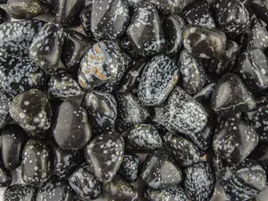 Snowflake Obsidian Tumbled Stone 0.5 - 1" inch, Polished Snowflake Obsidian, Snowflake Obsidian Palmstone, Snowflake Obsidian Pocket Stone