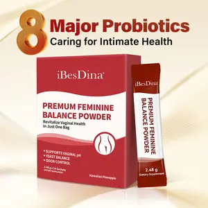 iBesDina Premium Feminine Balance Powder for Women's Health & Wellness Immune Support Vegan Gluten-Free Hawaiian Pineapple 14 Sachets - Healthcare Daily Supplements Supplement