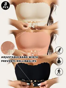 Women's Solid Color Basic Wireless Strapless Knitted Bra, Elegant Soft Comfortable Breathable Lingerie for Daily Wear, Women's Lingerie for All Seasons