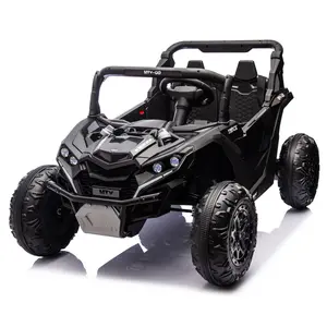 24V 2-Seater Kids UTV Ride On Car, 2x550W Motor, 3.73MPH, Parent Remote, LED Lights, Safety Belt, 4WD Electric Off-Road Vehicle for Kids 3+, Black/Blue