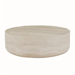 39.37''  Faux MARS Pattern Coffee Tables for Living Room Round Tea  Faux Travertine Textured table for Living Room, No Need Assembly.