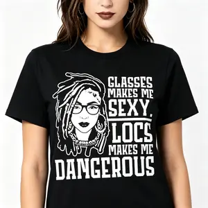 "Locs Make Me Dangerous" Afro Hair Graphic Tee |   Black Girl Magic Aesthetic Statement T-Shirt |   African American Streetwear Casual Daily Wear Top
