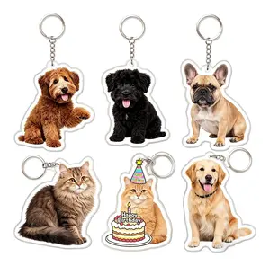 Custom Dog Cat Photo Acrylic Keychain Pet Backpack Pendant