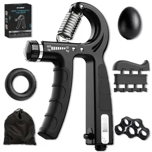 Homhut Forearm Grip Strengthener 6Pcs Kit Adjustable Resistance Finger Trainer for Sports, Rehabilitation & Stress Relief