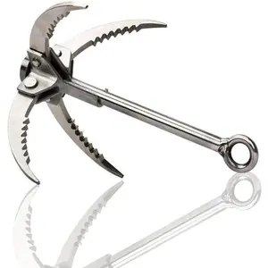 Grappling Hook with 10m Rope - Multifunctional  Grapple Hook - 4 Stainless Steel Folding Claws - Heavy Duty - Outdoor Camping Hiking Tree Rock Mountain Climbing Equipment