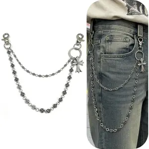 Pants Chain & Wallet Chain for Men, Punk Gothic Wallet Chains - Heavy Duty Belt Accessory with Clip for Trousers, Biker, Goth Rock Style