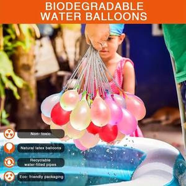 Biodegradable Water Balloons for Kids Summer Fun  Eco-Friendly Rapid Fill Water Bombs for Outdoor Backyard Games & Pool Parties. Self-Sealing Quick Fill Water Balloon Slingshot Set. Perfect Summer Toy Gift for Family Water Fight Activities!