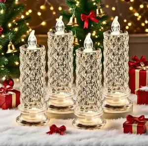 4-Pack Crystal-Textured Flame-Free Candle Lights LED Electronic Flame-Free Candle Lights Ideal for birthdays, weddings, parties, holidays, and creative indoor/outdoor decor Perfect holiday gifts The best choice for Christmas