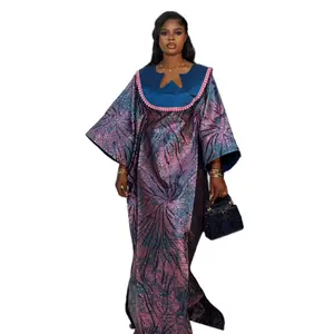 Boubou Dress Luxury African Dress with Elegant Floral Print Asymmetric Design for Special Occasions Handmade Pure Silk Rich Brocade Fine Cotton. Bubu . African dress