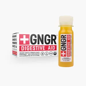 GNGR Digestive Aid Shot Organic Ginger with Probiotics Turmeric Black Pepper Pineapple & Orange Juice Vitamin C for Gut Health Colon Cleanse Bloating Relief Immune Support 2 oz Shots 12 Pack Natural Edible Supplement