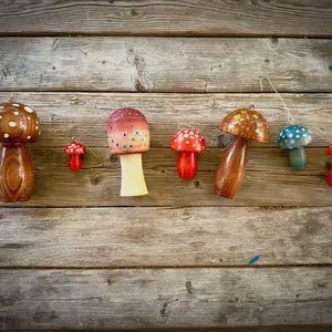 Wood Mushroom Charms/ Ornaments