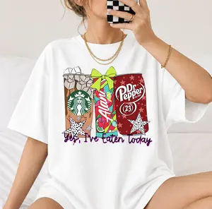 Yes I’ve Eaten Today with DrPepper and Drinks Shirt, Coffee - Soda Lovers Tee, Preppy Drinks T-shirt for Women Gift