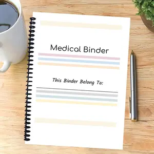 Medical Binder, 1 Count Medical Binder with 70+ Pages Adult Health Planner, English Medical History Tracker, Personalized Medical Record Log, Planner Notebook