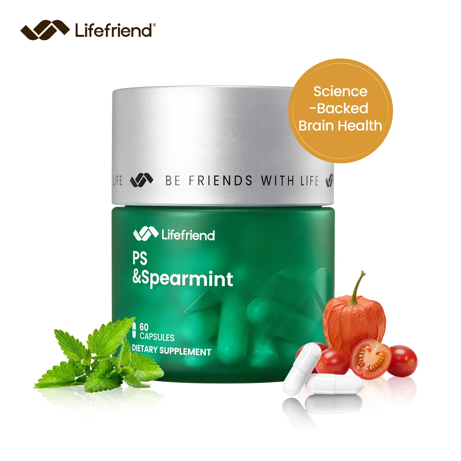 Lifefriend Brain Focus Supplement – Fight Brain Fog & Stress with PhosphatidylSerine, DHA & Ashwagandha – Memory Support, Mental Clarity & Calm Energy for Work/Study – Gluten-Free Vegan, 60 Capsules, SpringStatements