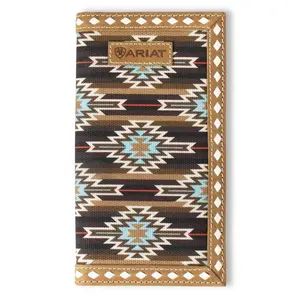 Ariat Men's Rodeo Southwestern Diamond Brown Wallet Money Clip