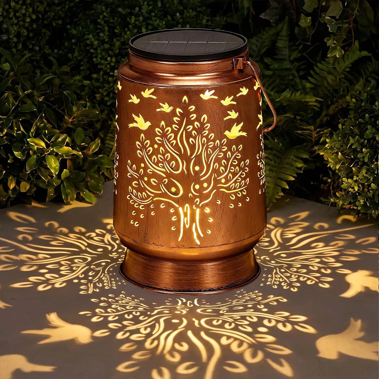 Large Waterproof Hanging Metal Solar Lantern with Upgraded 2000mAh Battery, Outdoor Decorative Solar Lights for Women Moms, Home Improvement Garden Patio Gifts