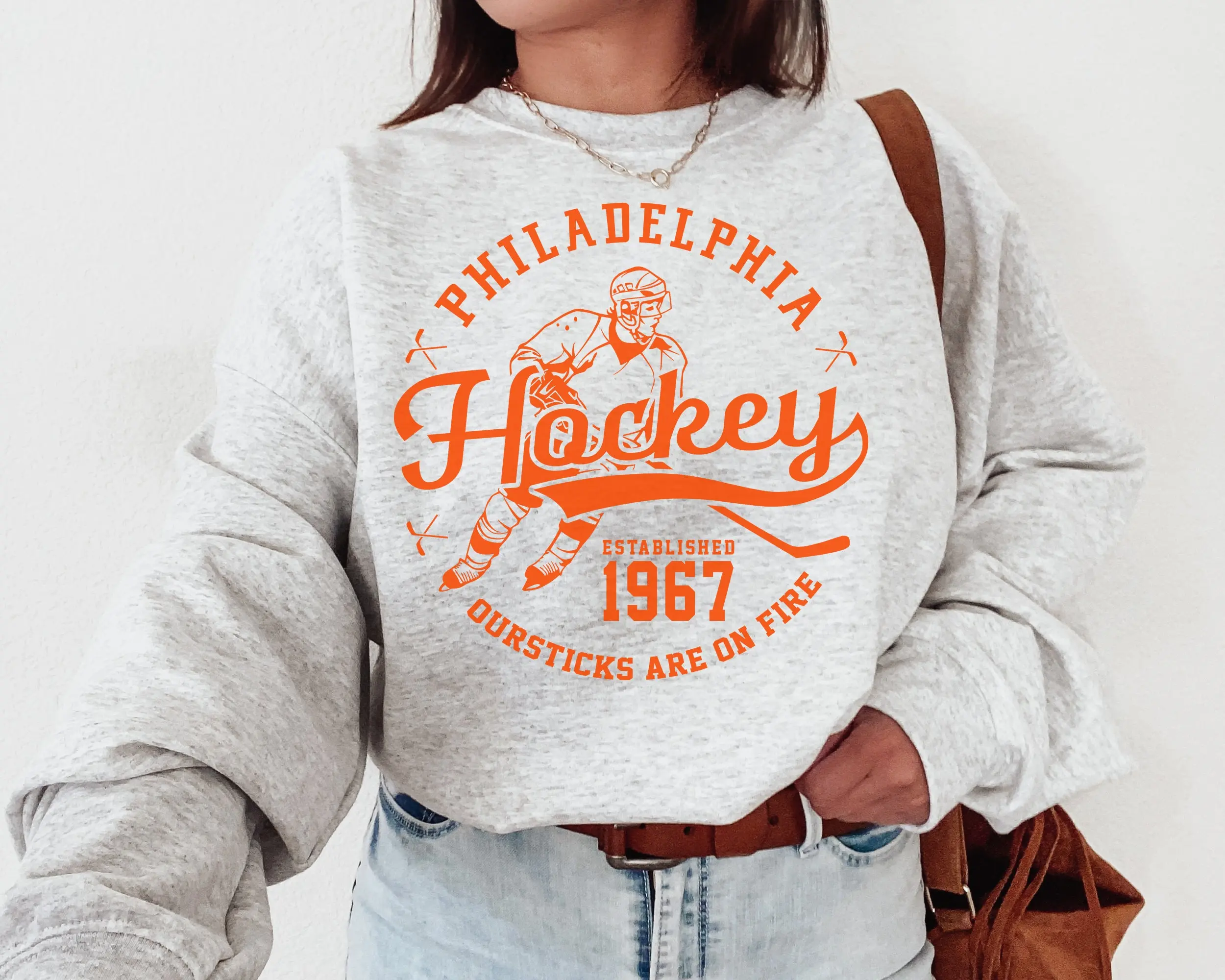 Vintage Philadelphia Flyer Crewneck Sweatshirt T-shirt Philadelphia Est 1967 Flyer Sweater Retro Philadelphia Ice Hockey Flyers Tshirt