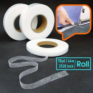 1 Roll 50m Iron-On Hemming Tape, Double-Sided Fusible Interfacing, Heat Fabric Fusible Bonding Web, Adhesive Cloth Tape, Perfect for Crafting & Sewing