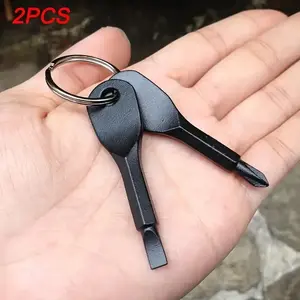 Portable Mini Screwdriver (1 Piece), Camping Mini Screwdriver Keychain, Portable Cross Flat Screwdriver Key Ring